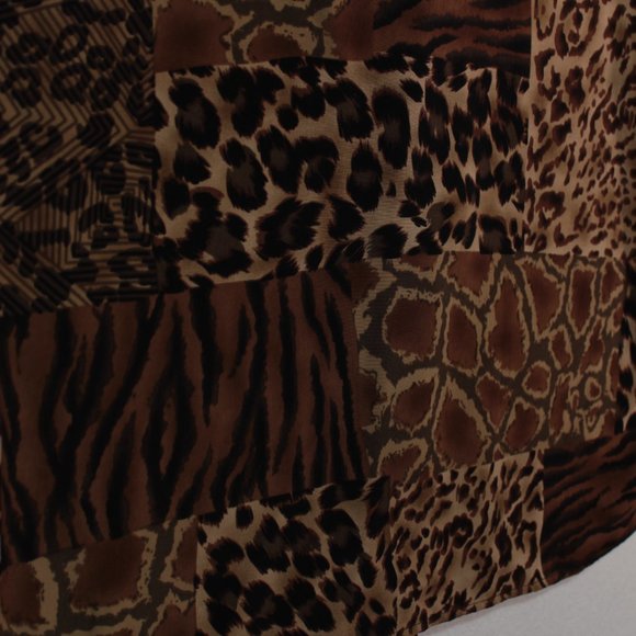 Susan Graver Shirt Women's Large Multicolor Long Sleeve Animal Print Patchwork - Picture 11 of 12
